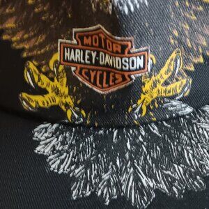 RARE vintage USA Made Harley Davidson Snap back hat GRAIL EAGLE AOP Cap